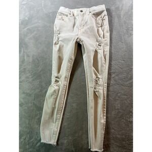 Lucky Brand Skinny Jeans Women's Size 2/26 Ankle‎ White High Rise Distressed